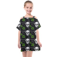 Green Roses And Skull - Romantic Halloween   Kids  One Piece Chiffon Dress by ConteMonfrey