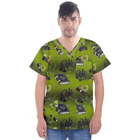 Ocultism Wicca Real Witch Halloween  Men s V-neck Scrub Top by ConteMonfrey