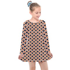 Halloween Plaids Arrow Kids  Long Sleeve Dress by ConteMonfrey