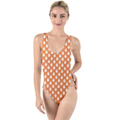 Cute Little Ghosts Halloween Theme High Leg Strappy Swimsuit by ConteMonfrey