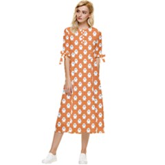 Cute Little Ghosts Halloween Theme Bow Sleeve Chiffon Midi Dress by ConteMonfrey