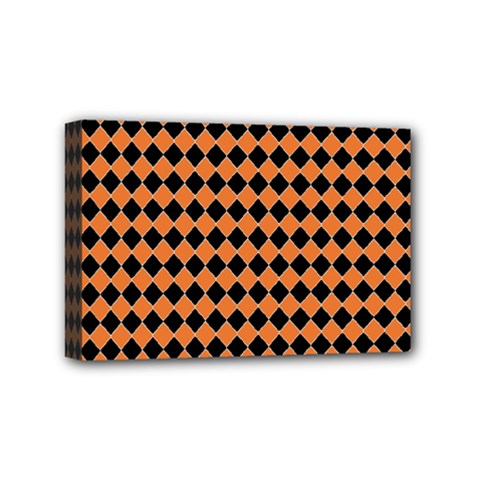 Halloween Black Orange Plaids Mini Canvas 6  X 4  (stretched) by ConteMonfrey