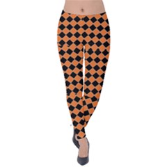 Halloween Black Orange Plaids Velvet Leggings