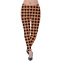 Halloween Black Orange Plaids Velvet Leggings View1