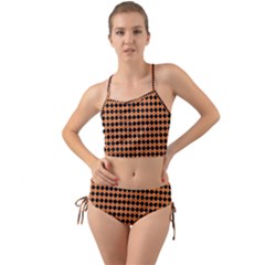 Halloween Black Orange Plaids Mini Tank Bikini Set by ConteMonfrey