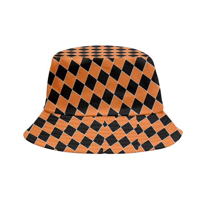 Halloween Black Orange Plaids Bucket Hat