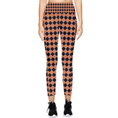 Halloween Black Orange Plaids Pocket Leggings  by ConteMonfrey