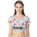 Fruit Summer Vitamin Watercolor Short Sleeve Crop Top View1