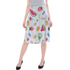 Fruit Summer Vitamin Watercolor Midi Beach Skirt by Wegoenart