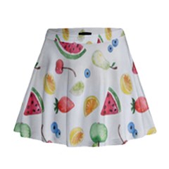 Fruit Summer Vitamin Watercolor Mini Flare Skirt by Wegoenart