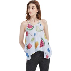 Fruit Summer Vitamin Watercolor Flowy Camisole Tank Top by Wegoenart