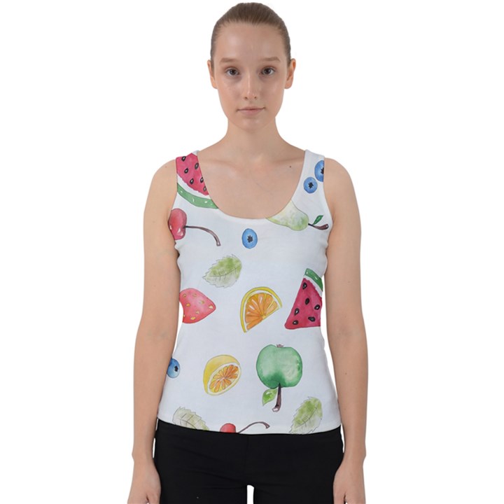 Fruit Summer Vitamin Watercolor Velvet Tank Top