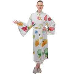 Fruit Summer Vitamin Watercolor Maxi Velour Kimono by Wegoenart