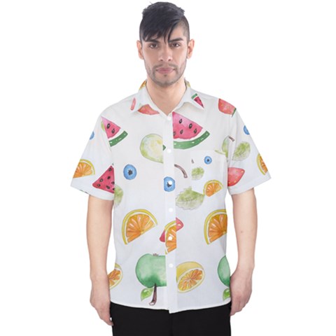 Fruit Summer Vitamin Watercolor Men s Hawaii Shirt by Wegoenart