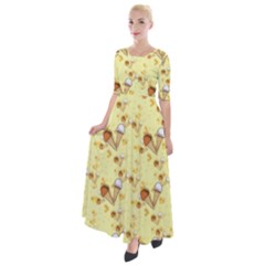 Ice Cream Cone Dessert Half Sleeves Maxi Dress by Wegoenart