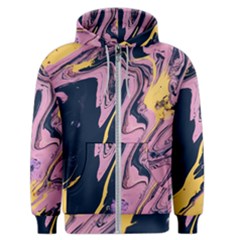 Pink Black And Yellow Abstract Painting Men s Zipper Hoodie by Wegoenart