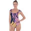 Pink Black And Yellow Abstract Painting Short Sleeve Leotard  View1