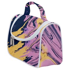 Pink Black And Yellow Abstract Painting Satchel Handbag by Wegoenart