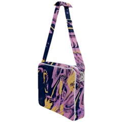 Pink Black And Yellow Abstract Painting Cross Body Office Bag by Wegoenart