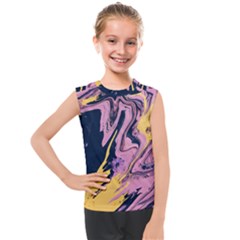 Pink Black And Yellow Abstract Painting Kids  Mesh Tank Top by Wegoenart