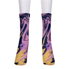 Pink Black And Yellow Abstract Painting Crew Socks by Wegoenart