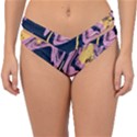 Pink Black And Yellow Abstract Painting Double Strap Halter Bikini Bottom View1