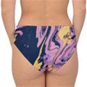 Pink Black And Yellow Abstract Painting Double Strap Halter Bikini Bottom View2