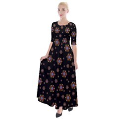 Mandala Drawing Artistic Model Half Sleeves Maxi Dress by Wegoenart