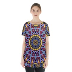 Kaleidoscope Mandala Colorful Skirt Hem Sports Top by Wegoenart