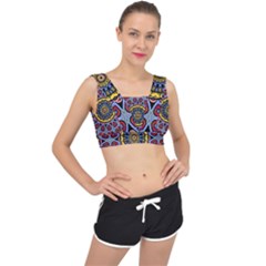 Kaleidoscope Mandala Colorful V-back Sports Bra by Wegoenart