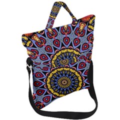 Kaleidoscope Mandala Colorful Fold Over Handle Tote Bag by Wegoenart