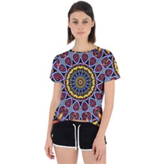 Kaleidoscope Mandala Colorful Open Back Sport Tee by Wegoenart