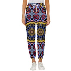 Kaleidoscope Mandala Colorful Cropped Drawstring Pants by Wegoenart