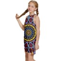 Kaleidoscope Mandala Colorful Kids  Halter Collar Waist Tie Chiffon Dress View2