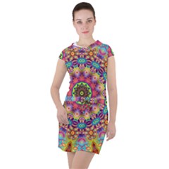 Rosette Mandala Ornament Wallpaper Drawstring Hooded Dress by Wegoenart