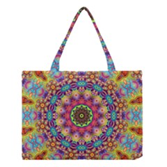 Rosette Mandala Ornament Wallpaper Medium Tote Bag by Wegoenart