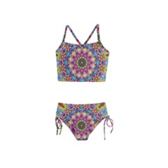 Rosette Mandala Ornament Wallpaper Girls  Tankini Swimsuit by Wegoenart