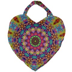 Rosette Mandala Ornament Wallpaper Giant Heart Shaped Tote by Wegoenart