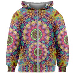 Rosette Mandala Ornament Wallpaper Kids  Zipper Hoodie Without Drawstring by Wegoenart