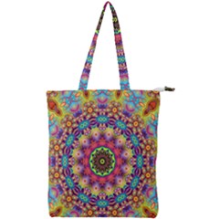 Rosette Mandala Ornament Wallpaper Double Zip Up Tote Bag by Wegoenart