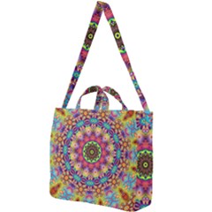 Rosette Mandala Ornament Wallpaper Square Shoulder Tote Bag by Wegoenart