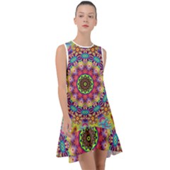 Rosette Mandala Ornament Wallpaper Frill Swing Dress by Wegoenart