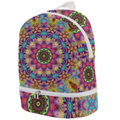 Rosette Mandala Ornament Wallpaper Zip Bottom Backpack by Wegoenart