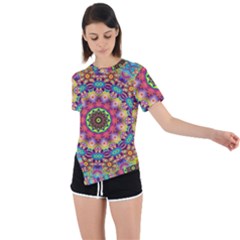 Rosette Mandala Ornament Wallpaper Asymmetrical Short Sleeve Sports Tee by Wegoenart