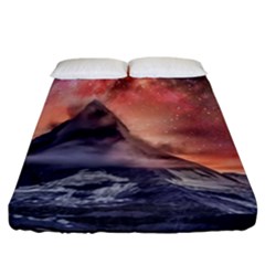 Mountain Cosmos Universe Nature Fitted Sheet (california King Size) by Wegoenart