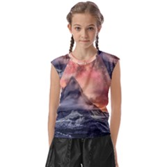 Mountain Cosmos Universe Nature Kids  Raglan Cap Sleeve Tee by Wegoenart