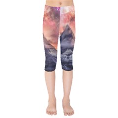 Mountain Cosmos Universe Nature Kids  Capri Leggings  by Wegoenart