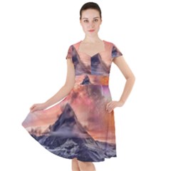 Mountain Cosmos Universe Nature Cap Sleeve Midi Dress by Wegoenart