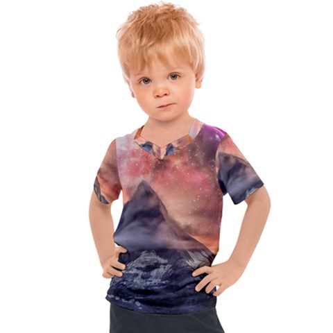 Mountain Cosmos Universe Nature Kids  Sports Tee by Wegoenart