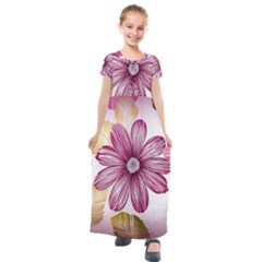 Fabric Pattern Texture Kids  Short Sleeve Maxi Dress by Wegoenart